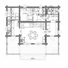 Планировка 1 этажа маленького дачного дома.