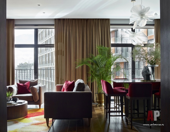 Фото интерьера гостиной квартиры в стиле фьюжн