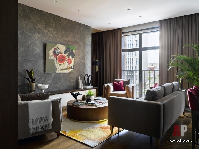Фото интерьера зоны отдыхва квартиры в стиле фьюжн