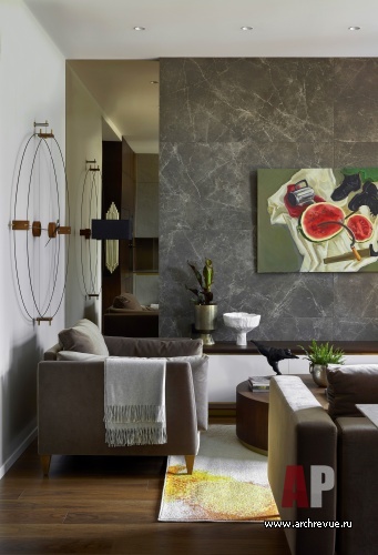 Фото интерьера гостиной квартиры в стиле фьюжн