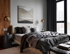 Фото интерьера спальни квартиры в стиле фьюжн