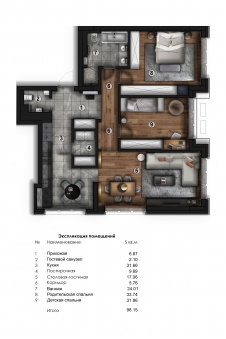 Планировка небольшой трехкомнатной квартиры в новостройке.