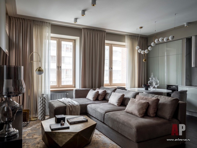 Фото интерьера гостиной квартиры в современном стиле