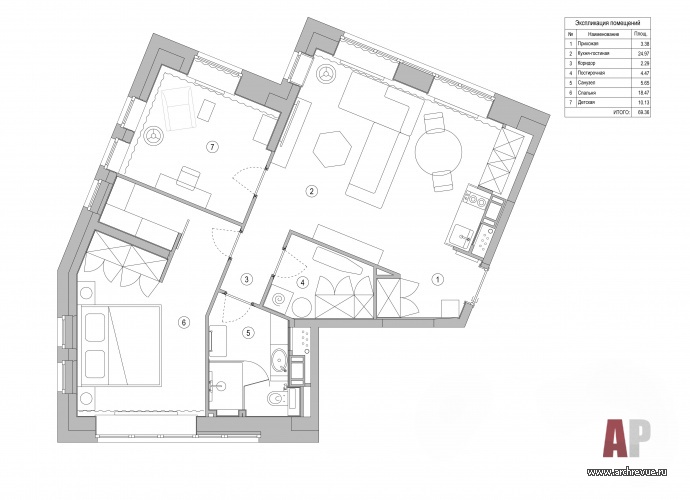 Планировка 3-х комнатной квартиры в Голландском доме ЖК «Веллтон Парк».