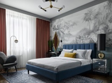 Фото интерьера спальни квартиры в стиле фьюжн