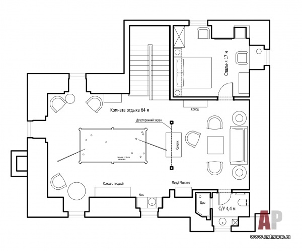 План 3 этажа 3-х этажного дома с эркерами и мансардой.
