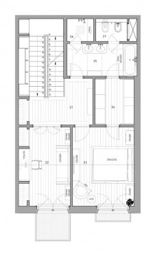 Планировка 2 этажа 3-х этажного танхауса в ЖК «Рассвет Loft Studio».