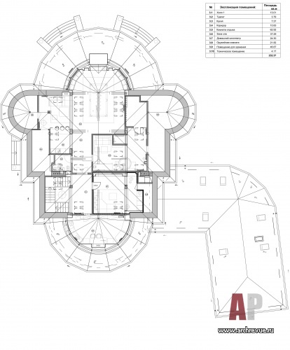 Планировка 3 этажа 3-х этажного особняка в Подмосковье.