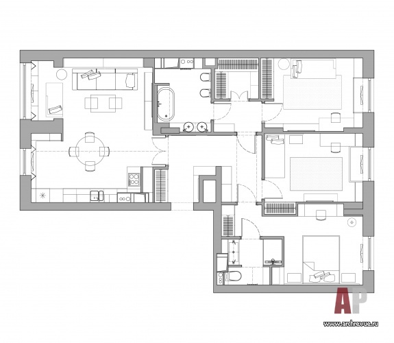 Планировка квартиры для семьи с двумя детьми.