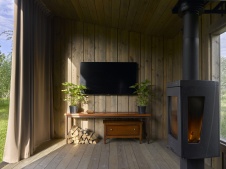 Фото беседки деревянного дома в стиле фьюжн