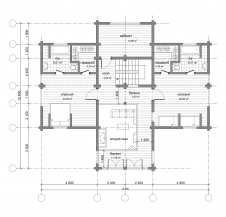 Планировка 2 этажа 2-х этажного дома из клееного бруса.