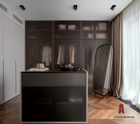 Фото интерьера гардеробной квартиры в современном стиле