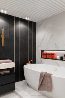 Фото интерьера ванной комнаты квартиры в современном стиле