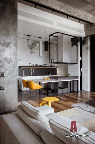 Фото интерьера столовой квартиры в стиле лофт