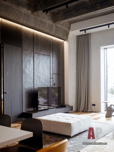 Фото интерьера гостиной квартиры в стиле лофт