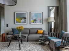 Фото интерьера гостиной квартиры в стиле фьюжн