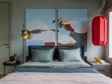 Фото интерьера спальни квартиры в стиле фьюжн