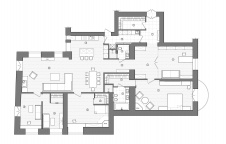 Планировка квартиры для семьи с двумя детьми в старом жилом фонде Санкт-Петербурга.