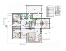 Планировка 1 этажа 2-х этажного дома из клееного бруса по индивидуальному проекту.
