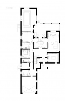 План 1 этажа 2-х этажного коттеджа по Новорижскому шоссе.
