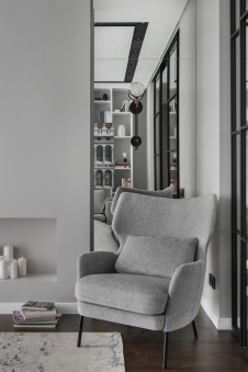 Фото интерьера каминной квартиры в скандинавском стиле