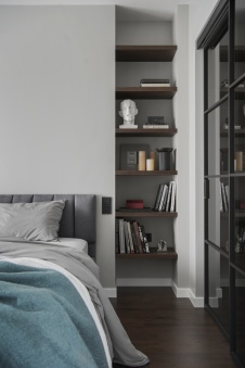 Фото интерьера спальни квартиры в скандинавском стиле