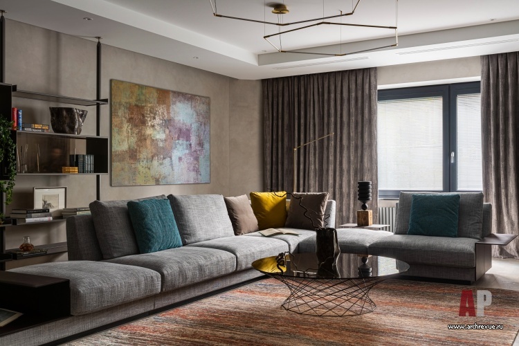 Фото интерьера гостиной квартиры в стиле фьюжн