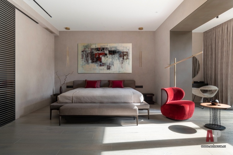 Фото интерьера спальни квартиры в стиле фьюжн