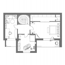 Планировка 2 этажа большой 2-х этажной квартиры для семьи.