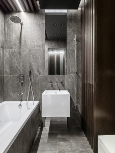 Фото интерьера санузла квартиры в стиле минимализм Фото интерьера ванной комнаты квартиры в стиле минимализм