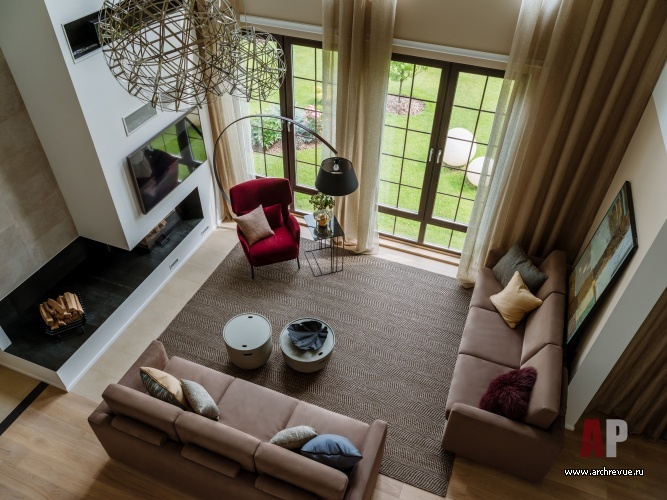 Фото интерьера гостиной дома в современном стиле