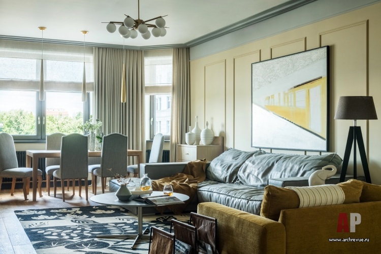 Фото интерьера столовой квартиры в американском стиле