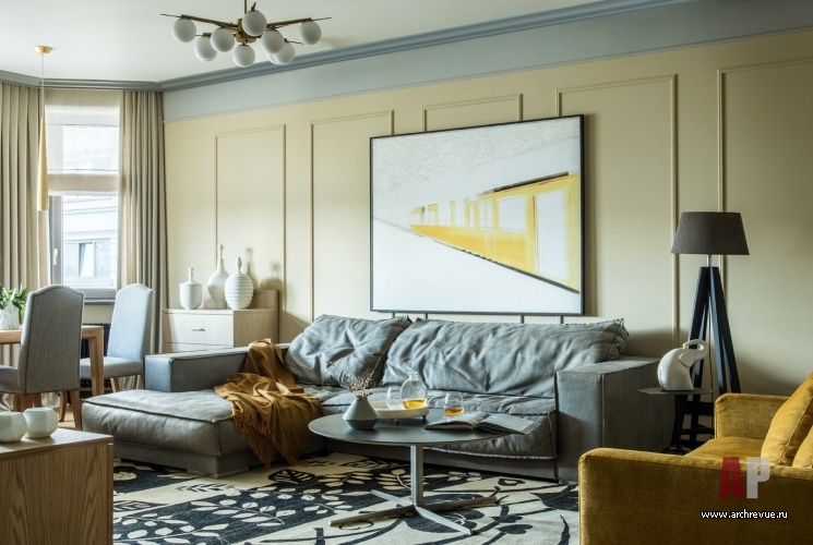 Фото интерьера гостиной квартиры в американском стиле