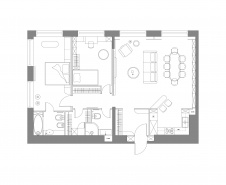 Планировка необычной 3-х комнатной квартиры для семьи с ребенком в новостройке.