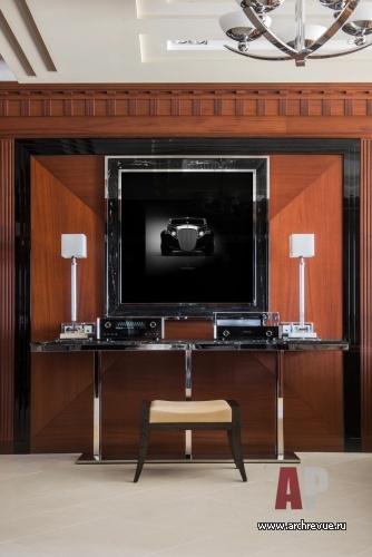 Фото интерьера гостиной пентхауса в стиле ар-деко