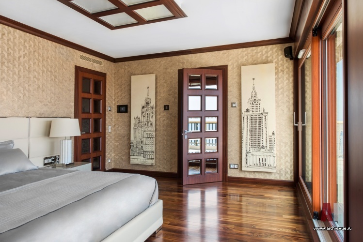 Фото интерьера спальни пентхауса в стиле ар-деко