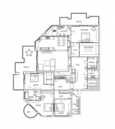 Планировка 2-х этажных апартаментов на море с открытой террасой на крыше. Жилая площадь – 300 кв. м. Площадь террасы – 180 кв. м.