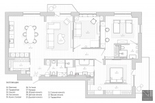План семейной квартиры на первом этаже современного жилого комплекса. Общая площадь - 160 кв. м.