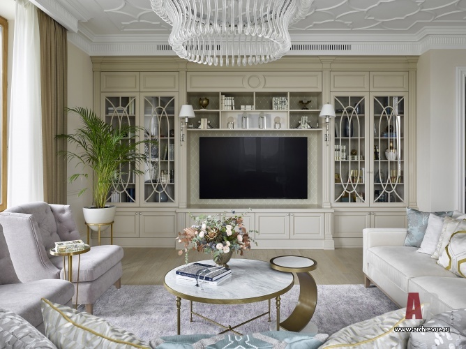 Фото интерьера зоны отдыха квартиры в американском стиле