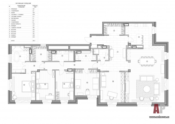 План объединения двух квартир в ЖК «Смольный Парк», Санкт-Петербург.