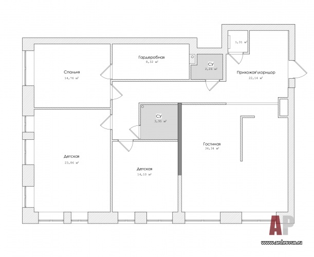 План 4-х комнатной квартиры в новостройке на Севере Москвы от застройщика.