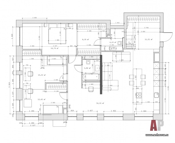 Перепланировка 4-х комнатной квартиры в новостройке на Севере Москвы.