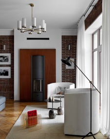 Фото интерьера каминной дома в стиле фьюжн