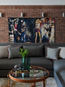 Фото интерьера гостиной дома в стиле фьюжн