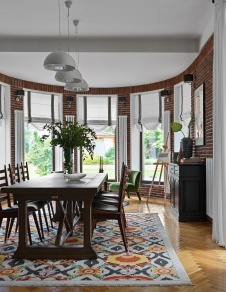 Фото интерьера столовой дома в стиле фьюжн