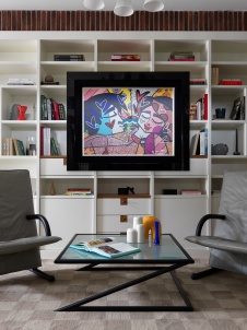 Фото интерьера библиотеки дома в стиле фьюжн