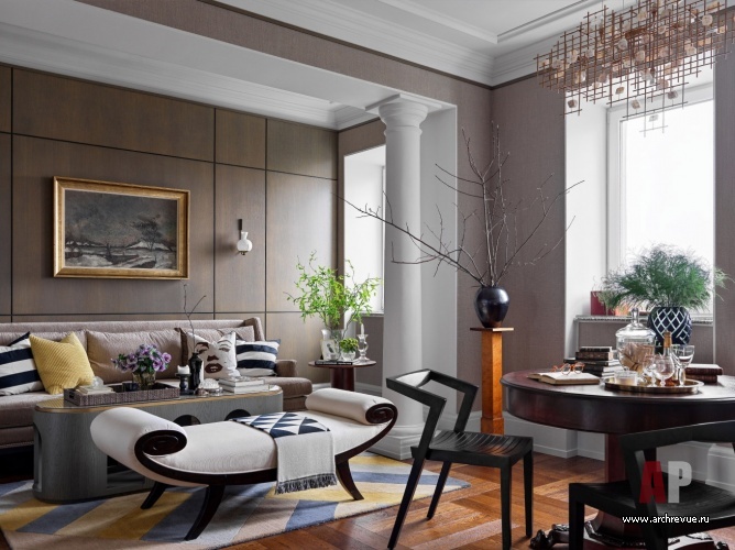 Фото интерьера гостиной квартиры в стиле фьюжн