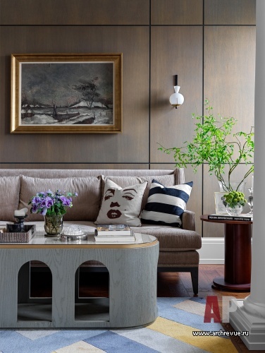 Фото интерьера гостиной квартиры в стиле фьюжн