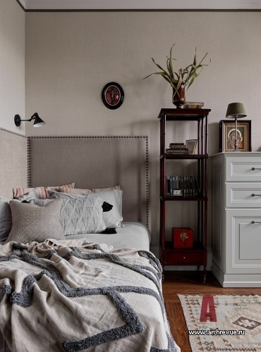 Фото интерьера спальни квартиры в стиле фьюжн