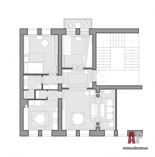 Планировка небольшой 3-х комнатной квартиры в доме довоенной постройки.